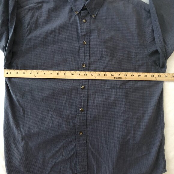 Roundtree and Yorke Poplin Men L Blue-Grey Long Sleeve Button Down Shirt - Picture 5 of 7
